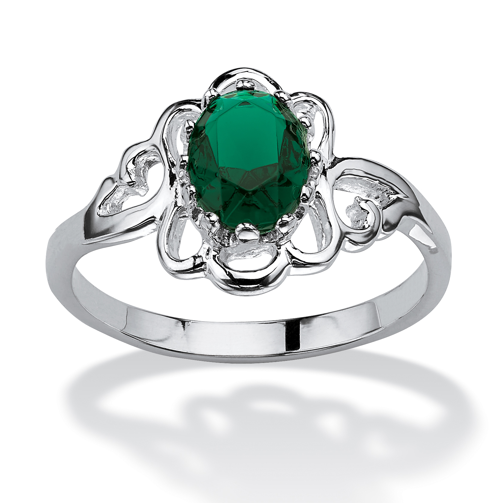 Oval-Cut Birthstone .925 Sterling Silver Ring-May-Simulated Emerald | eBay