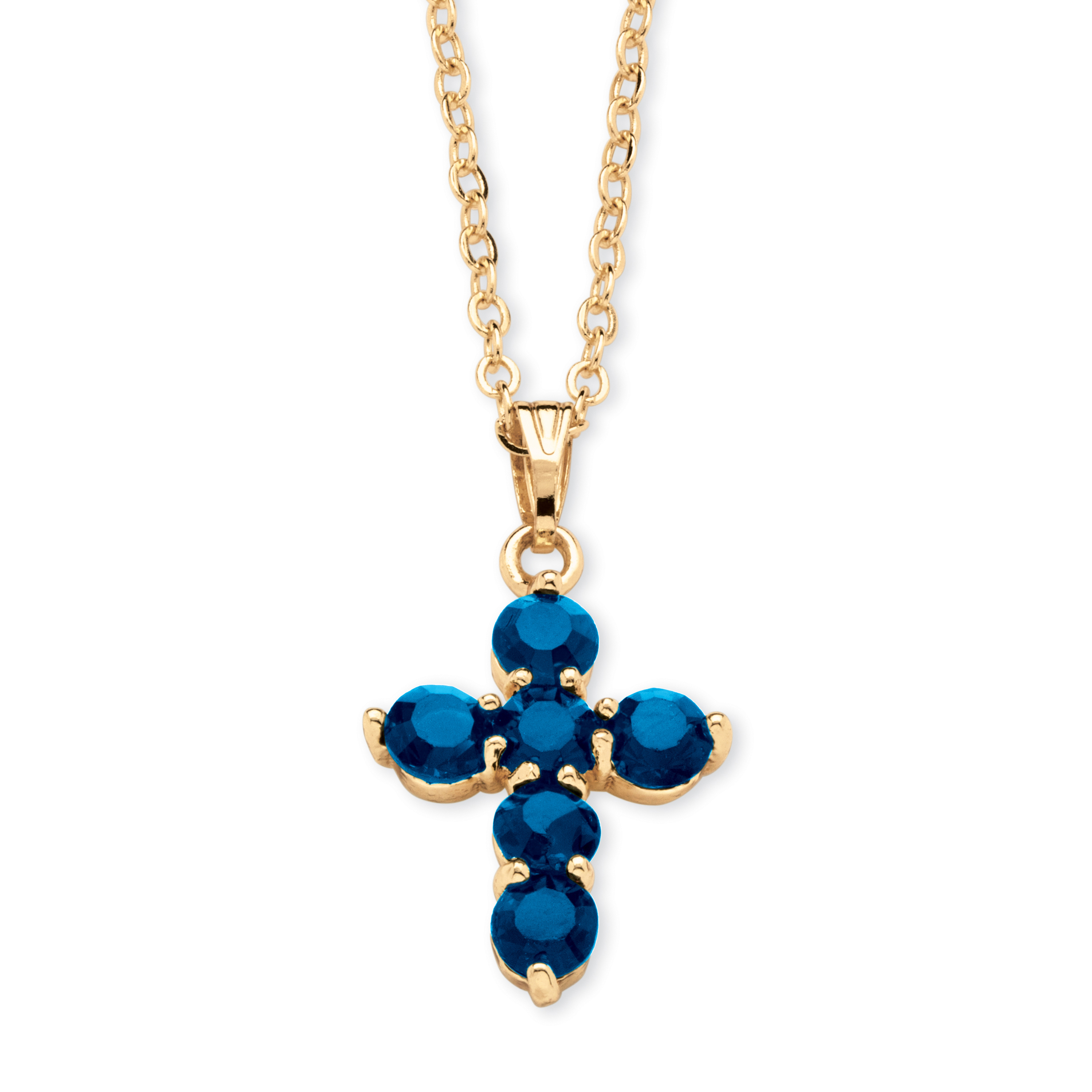 Birthstone Goldtone Cross Necklace 18 
