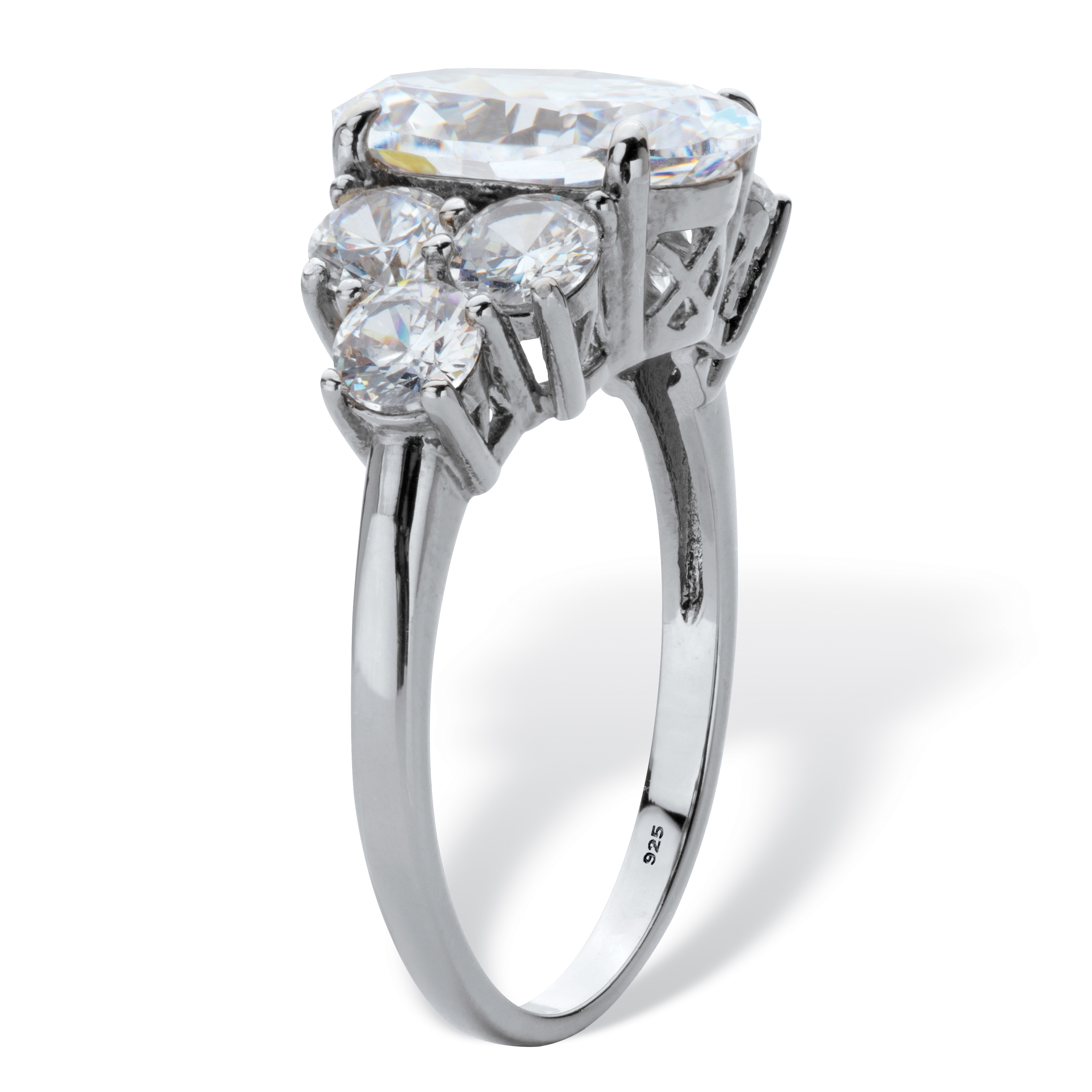 Details about   9.49 TCW Oval-Cut CZ Halo Ring in Platinum over .925 Silver 